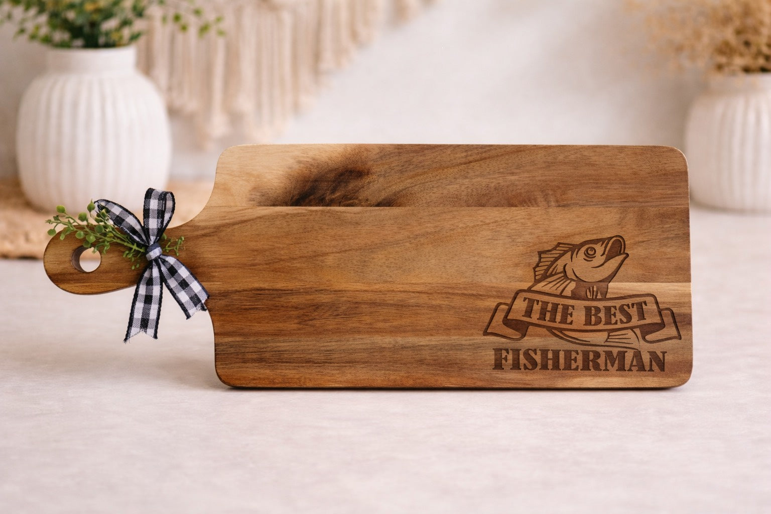 Best Fisherman Acacia Cutting Board with Handle